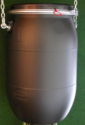 Artikelbild des Artikels “Vorratsbehälter für Futterautomaten 60L Fass, schwarz od. blau mit Deckel, Dichtung, Spannring, Aufhängeösen -OHNE AUTOMAT-- “