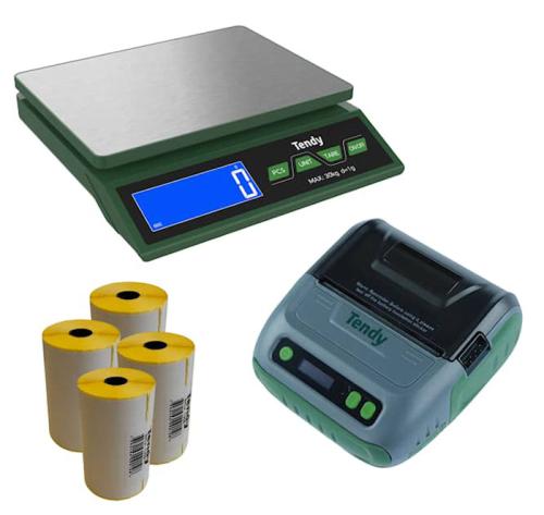 Artikelbild des Artikels “Tendy Libra + Scriptor Set - Tischwaage & Drucker + 4 x Ettikettenrolle “
