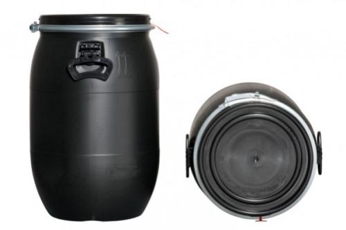 Artikelbild 4 des Artikels “Vorratsbehälter für Futterautomaten 60L Fass, schwarz od. blau mit Deckel, Dichtung, Spannring, Aufhängeösen -OHNE AUTOMAT-- “